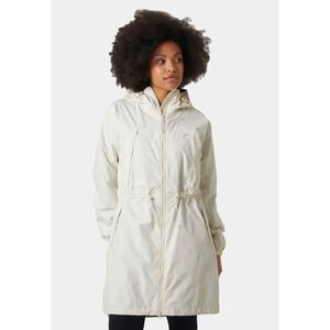 Helly Hansen Waterproof Hooded Parka Jacket Ivory Beige Drawstring Size L
